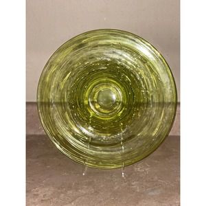 Lime Green Art Glass Swirl 13” Round Platter Decorative Plate 13”